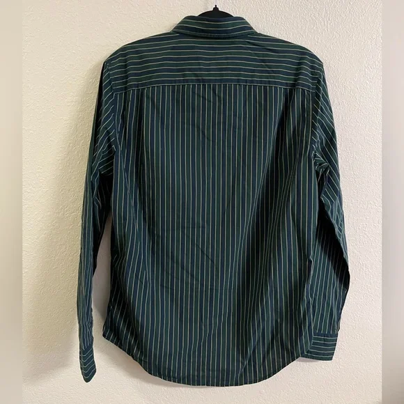 NWOT American Eagle Green Striped Button Down Shirt - Picture 2 of 3